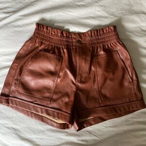 Women's Brown Leather Shorts